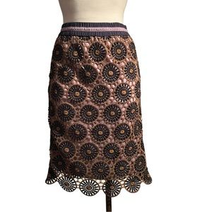 Anthropologie Current Air Elastic Waist Scallop Hem Skirt Size XSP